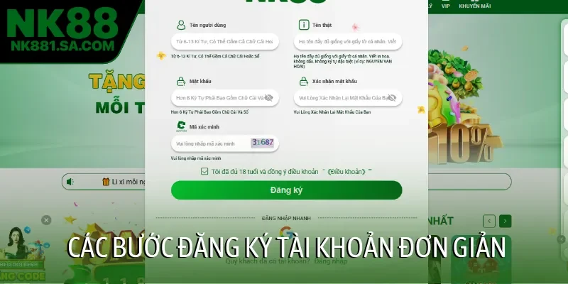 Các bước đăng ký tài khoản đơn giản