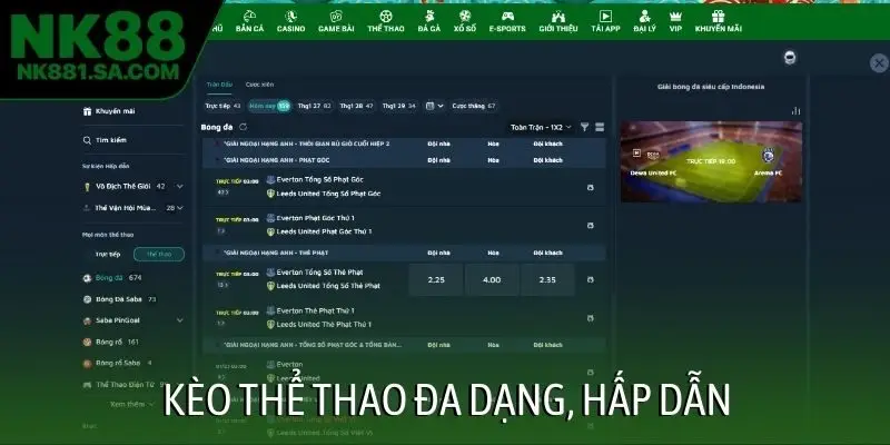 Kèo thể thao đa dạng, hấp dẫn