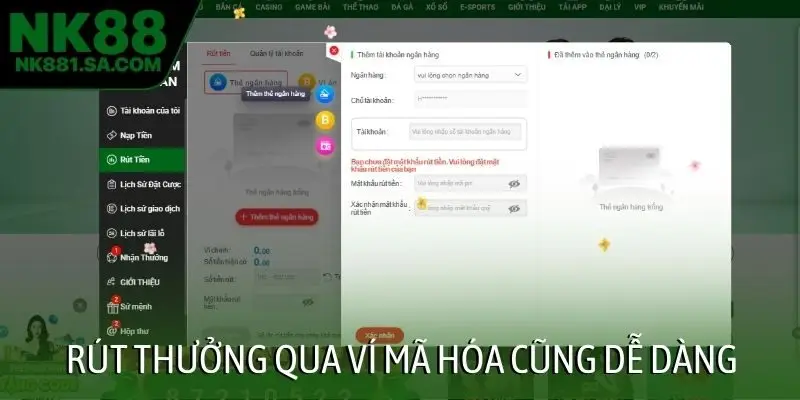 Rút thưởng qua ví mã hóa cũng dễ dàng